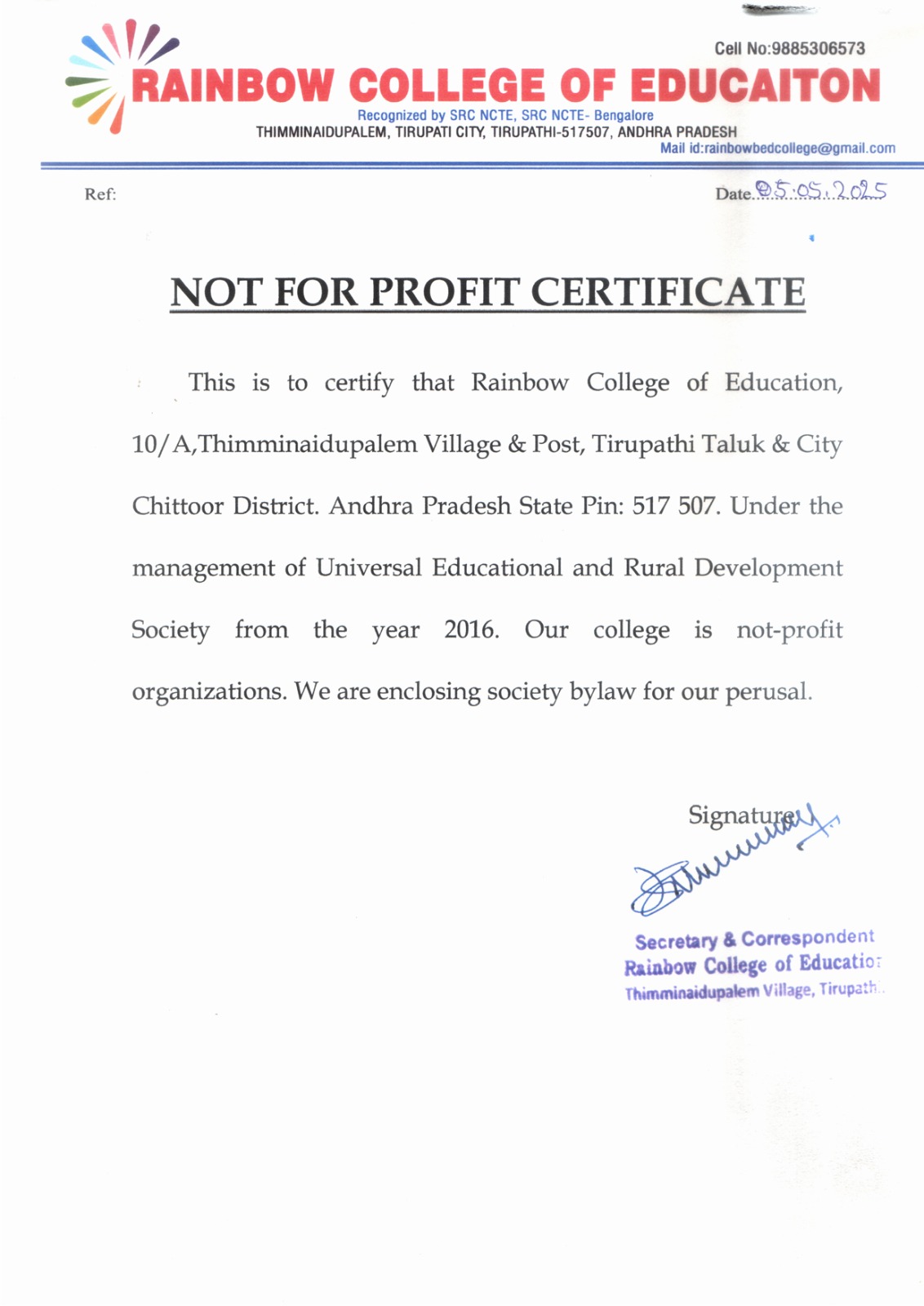 Not-for-Profit Certificate